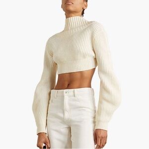 Nwt A.L.C. Wool Ribbed Cropped Sweater Black